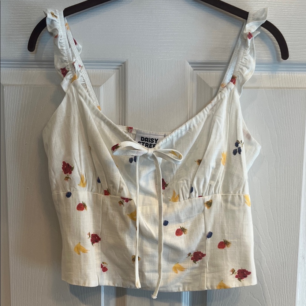 Daisy Floral Print Ruffle Strap Tank Top - Picture 3 of 7